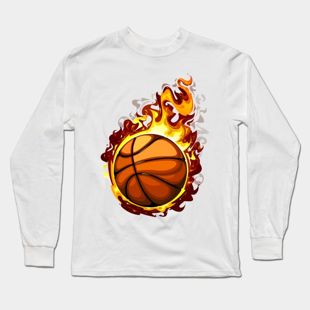 Basketball on FIRE - Ball is LIFE! Long Sleeve T-Shirt by Printaha